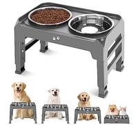 Gamelles surélevées pour Chiens, 4 gamelles surélevées réglables en Hauteur avec 2 gamelles épaisses en Acier Inoxydable de 1417,5 g, mangeoire antidérapante pour Chiens de Grande et Moyenne Taille