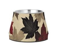 Gamelles vintage en forme de feuille d'érable avec support en acier inoxydable pour chiens à alimentation lente - Confortable - Plato para perros para comer lento