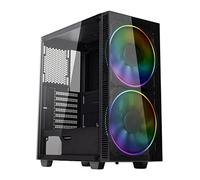 Gamemax Boîtier de gaming avec panneau latéral en verre trempé Transparent/maille avant Noir