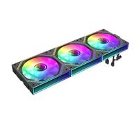 GameMax FN12A-S3I Lot de 3 ventilateurs de boîtier PC reliés 120 mm Noir avec Infinity Mirror Center ARGB 5 V 3 broches Aura Sync 800-1600 tr/min 4 broches PWM