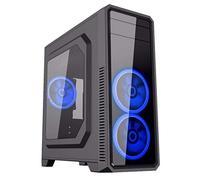 GameMax G561 Black Case ATX Middle Tower pour PC Desktop de Gaming 0,5 mm SPCC Front plexiglass 3 * Fan 15 LED Bleu 3 * USB 3.0/2.0 Panneau latéral Half plexiglass