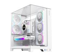 GameMax Infinity Pro WH - Boîtier PC Midi Tower ATX Blanc, 1x3.5", 3x2.5", 2x120mm arrière, USB 3.2 Gen 1 Type-A/C, Verre Trempé, Multi-Éclairage