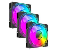 GameMax KF300R Trio Ventilateur réversible pour boîtier PC Noir avec miroir infini ARGB Effet de lumière 5 V 3 broches 800-1600 tr/min 4 broches PWM Convient pour boîtier d'alimentation et bas du