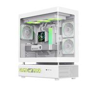 GameMax N90 WH - Boîtier PC Midi Tower Blanc, ATX/ITX/Mini-ATX, Mesh/Métal/Verre Trempé, 2x3.5", 2x2.5", USB 3.2 Gen 1/Gen 2 Type-A/C, Ventilation 120mm arrière, Refroidissement liquide 120/240/280/36