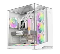 GAMEMAX NEX C56 VC WH Boîtier ATX Gaming, vitre panoramique trempée. 7 Ventilateurs ARGB 120mm intégrés, USB-C, 2 USB 3.0. Compatible radiateur 360mm et Cartes Graphiques RTX 4090/5090.