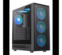 GameMax Storm 2 AB - Boîtier PC Midi Tower Noir - ATX/micro ATX/ITX - 3x120mm avant, 1x120mm arrière, 2x120mm top - USB 3.2 Gen 1, USB-C - Acrylique/Mesh/Métal/Verre trempé