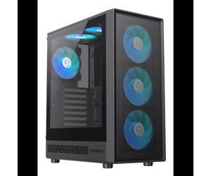 GameMax Storm 2 AB - Boîtier PC Midi Tower Noir - ATX/micro ATX/ITX - 3x120mm avant, 1x120mm arrière, 2x120mm top - USB 3.2 Gen 1, USB-C - Acrylique/Mesh/Métal/Verre trempé
