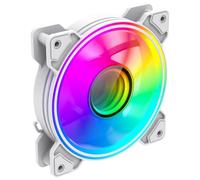 GameMax Ventilateur de boîtier PC Infinity Adressable RGB Blanc 120 mm Effet de lumière ARGB 5 V Carte mère Synchronisation Aura 1200 tr/min 3 broches Alimentation 3 broches Convient pour boîtiers
