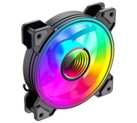 GameMax Ventilateur de boîtier PC Infinity Adressable RGB Noir 120 mm Effet de lumière ARGB 5 V 3 broches Carte mère Synchronisation Aura 1200 tr/min 3 broches Puissance - Convient pour boîtiers
