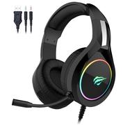 GAMENOTE HV-H2232D Casque gamer avec micro et retro éclairage RGB pour PC & consoles - Haut-parleur 50mm - Contrôle du volume