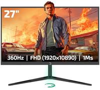 GAMEPOWER Rapid Écran Gaming 27" Plat, 360Hz, 1ms, FHD 1080p, IPS, HDR10, Ajustable Hauteur/Inclinaison/Pivot, FreeSync/G-Sync, RGB, HDMI 2.1/DP 1.4, Haut-parleurs Intégrés