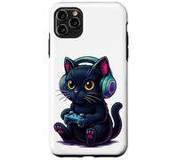 Gamer Cat Black Cute Kitten Video Games Anime Multicolore Aesthetic Coque pour iPhone 11 Pro Max