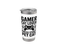 Gamer Cat Lover Appuyez sur Démarrer pour animaux de compagnie Gobelet isotherme en acier inoxydable double paroi