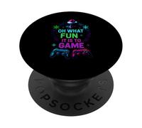 Gamer Christmas Oh What Fun It is to Game Fun Men PopSockets PopGrip Adhésif