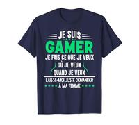 Gamer en Couple Idée Cadeau pour Mon Mari Humour Geek T-Shirt, Homme, Bleu Marine, 5XL