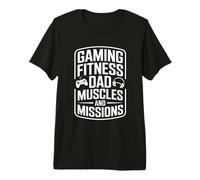 Gamer Fitness Dad Muscles and Missions Retro Gamer T-Shirt Haut de Gamme