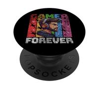 Gamer Forever - Casque coloré Design Vieilli PopSockets PopGrip Adhésif