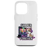 Gamer Forever - Chien Mignon avec Casque et Console Coque pour iPhone 13 Pro