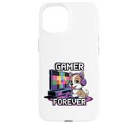 Gamer Forever - Chien Mignon avec Casque et Console Coque pour iPhone 15