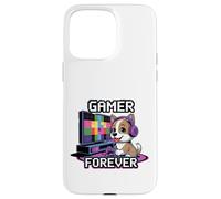 Gamer Forever - Chien Mignon avec Casque et Console Coque pour iPhone 15 Pro Max