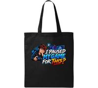 Gamer Frustration Over Paused Game Screen Sac fourre-tout en coton naturel Noir