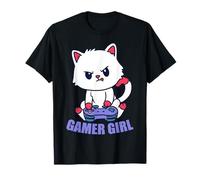 Gamer Girl Chat Humour Jeux Vidéos Console Geek Femme Cadeau T-Shirt