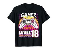 Gamer Girl Level 18 Unlocked Video Game 18th Birthday Girls T-Shirt