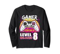 Gamer Girl Level 8 Unlocked Video Game 8th Birthday Girls Manche Longue