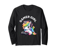 Gamer Girl Unicorn Gaming Joli jeu vidéo pour femmes et filles Manche Longue