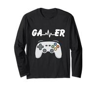 Gamer Heart Beat Fan de Jeu Amusant Manche Longue