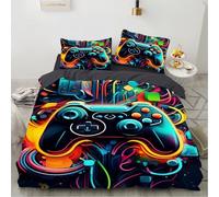 Gamer Housse de Couette 140x200 Enfant GarçOn Fille Adolescent Gaming Parure de Lit Impression 3D du ContrôLeur de Manette de Jeu Sets de Housse de Couette 1 Personne en Microfibre