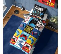 Gamer Housse de couette réversible Gamers Respawn Level Up en polycoton pour lit simple