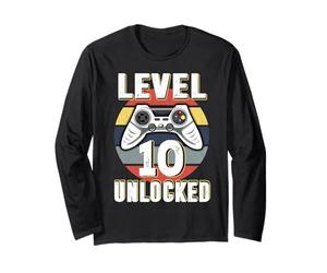 Gamer Level 10 Unlocked Video Game 10th Birthday Boys Girls Manche Longue