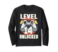 Gamer Level 14 Unlocked Video Game 14th Birthday Boys Girls Manche Longue