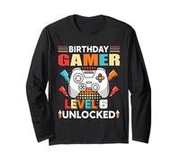 Gamer Level 6 Débloqué 6 Anniversaire Gamer Gaming 6 ans Manche Longue