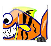 Gamer Mouse Pad, Piranha Poisson Pirana Rayures Orange Dessin Animé Mouse Pad Antidérapante Tapis De Souris Doux Souris De Bureau pour Ordinateur Pc Souris 25X30Cm