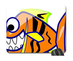 Gamer Mouse Pad, Piranha Poisson Pirana Rayures Orange Dessin Animé Mouse Pad Antidérapante Tapis De Souris Doux Souris De Bureau pour Ordinateur Pc Souris 25X30Cm