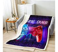 Gamer Plaid Polaire et garçons Couverture Sherpa pour Jeux vidéo Dégradé de Bleu Couverture Douce et légère,bébé,76,2 x 101,6 cm