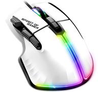 Gamer - Pro M5, Souris Gamer sans Fil RGB pour PC, 8 Boutons Programmables Dont 1 Rapid Fire, Connexion Bluetooth & 2,4 GHz, Autonomie Longue Durée 90h, Gaming Mouse RGB Ergonomique, Blanc