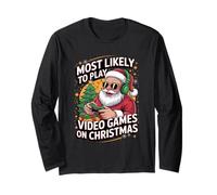 Gamer Santa Claus Christmas Pajama Gaming Kids Boys Men Manche Longue
