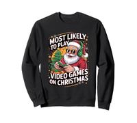 Gamer Santa Claus Christmas Pajama Gaming Kids Boys Men Sweatshirt