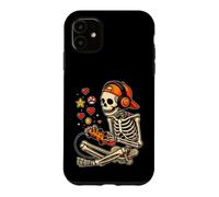 Gamer Squelette Boy avec écouteurs, Pixel rétro 8 Bits cœurs Coque pour iPhone 11