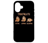 Gamer Triathlete Funny Gaming Sloth Playing Video Game Nerd Coque pour iPhone 16