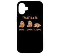 Gamer Triathlete Funny Gaming Sloth Playing Video Game Nerd Coque pour iPhone 16 Plus