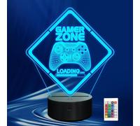 Gamer Zone Night Light Avec Graphique Gamepad, Lampe Led À Illusion 3d, Télécommande Tactile 16 Couleurs - Pour Les Joueurs, Les Adolescents