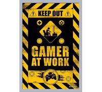 Gameration - Poster - Gamer at Work + cadre interchangeable, Shinsuke® Maxi MDF argenté, vitre acrylique