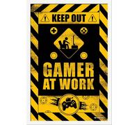 Gameration - Poster - Gamer at Work + cadre interchangeable, Shinsuke® Maxi MDF blanc, vitre acrylique