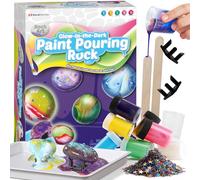 Gamerside Lot de 10 pierres à peindre pour enfants à partir de 6, 7, 8, 9, 10, 11, 12 ans - Glow in the Dark Paint Pouring - Kit de peinture - Kit de bricolage - Cadeau pour fille de 6 à 12 ans