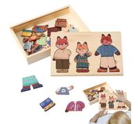 Games habillés - Design d'animaux, habillent Les poupées | Conseil éducatif en Bois | Puzzles Match Play Tenues pour Les de la Classe de Noël préscolaire