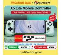 GameSir X5 Lite manettes de téléphone portable pour iPhone 16 15 série iPad Mini Android tablette contrôleur effet Hall Joysticks conception ZZZ Lunar White